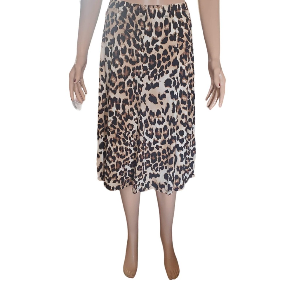 NEW Antthony Original Size 2X Leopard Print Pleated Stretch Midi Skirt